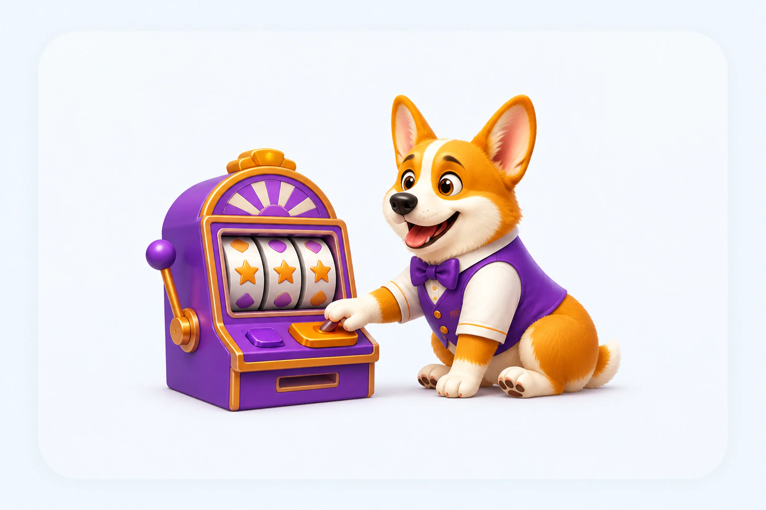 Corgi playing a slot machine