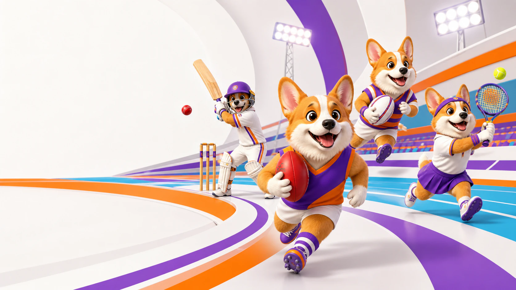 CorgiBet sports collection featuring Australian football, cricket, rugby and tennis